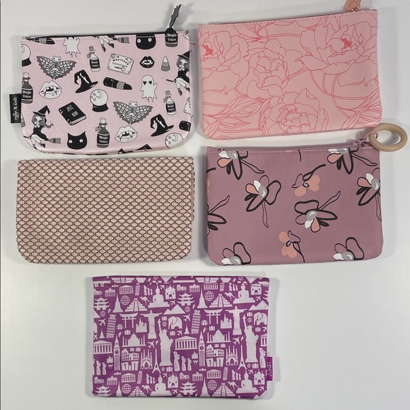 Chic Pink and Purple Cosmetic Bag Set of 5 - Picture 2 of 3